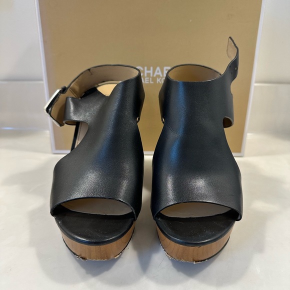 Michael Kors Josephine black leather wedge sandal - Picture 1 of 5